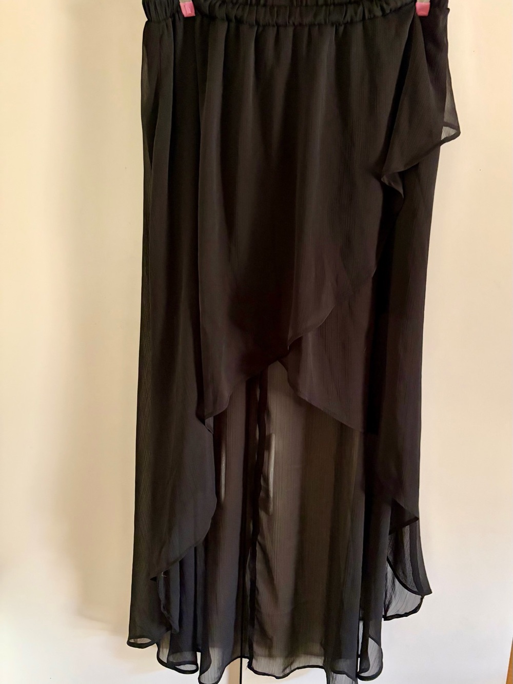 Xhilaration Black Sheer High-Low Layered Skirt #0102
